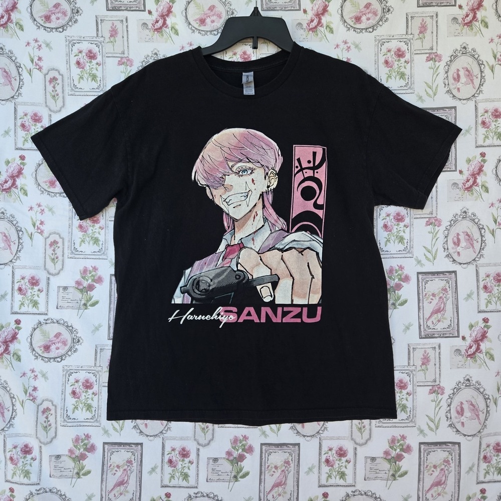 Tokyo Revengers Haruchiyo Sanzu Anime Manga T-Shirt Black L Gildan Unisex Tee